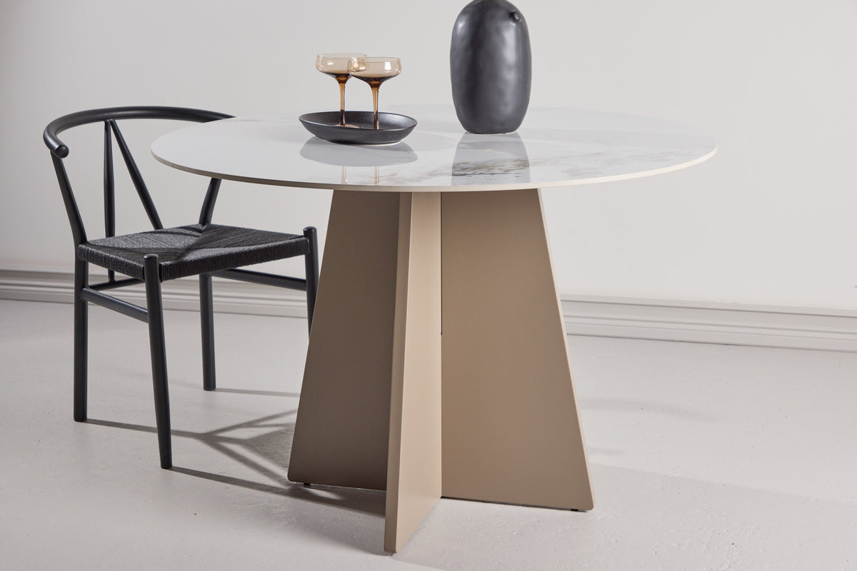
Tavolo da pranzo rotondo di design „Bootcut“ Ø 110 cm - Sinterstone/Beige