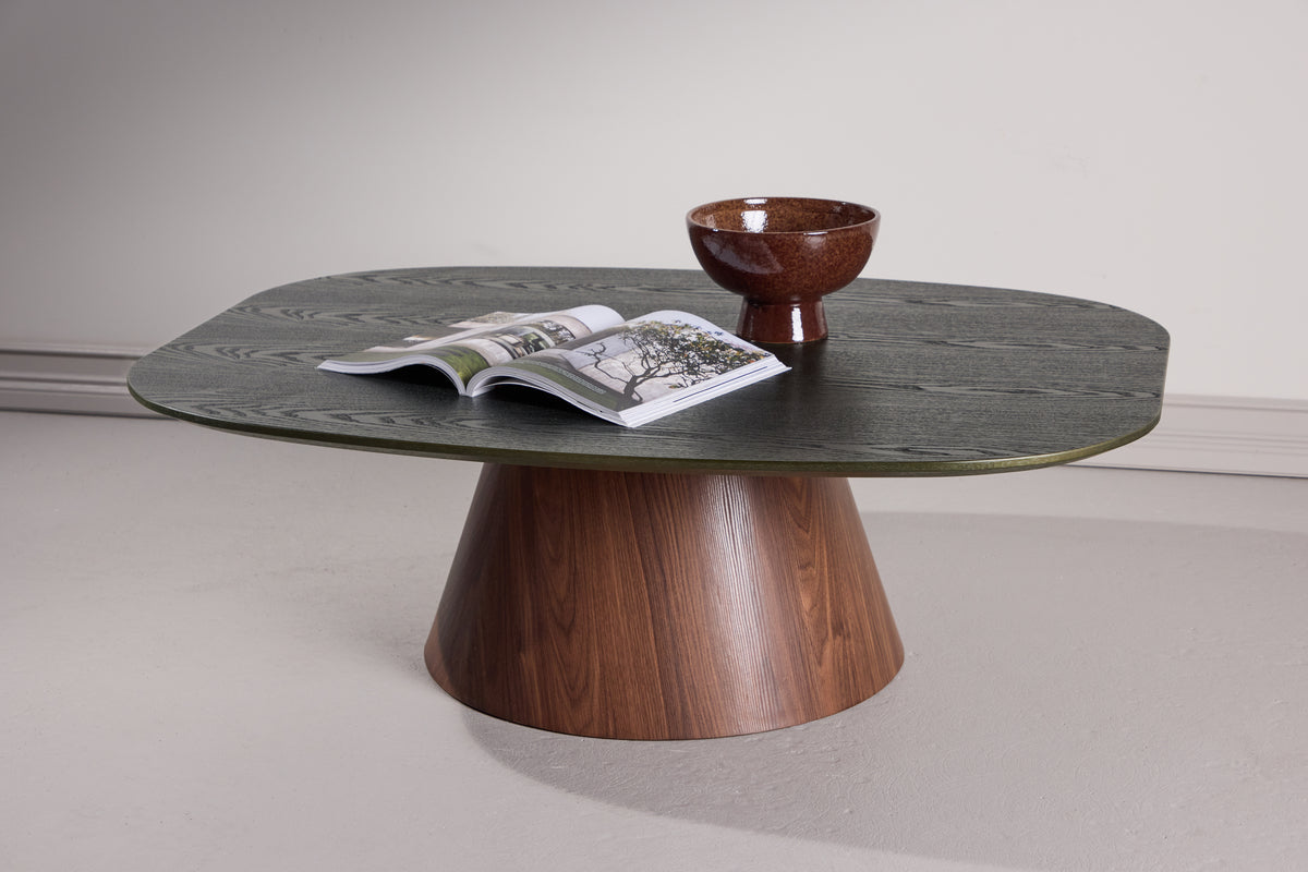 
Ovaler Design Couchtisch „Lanzo“ - Mocca/Dunkelgrün