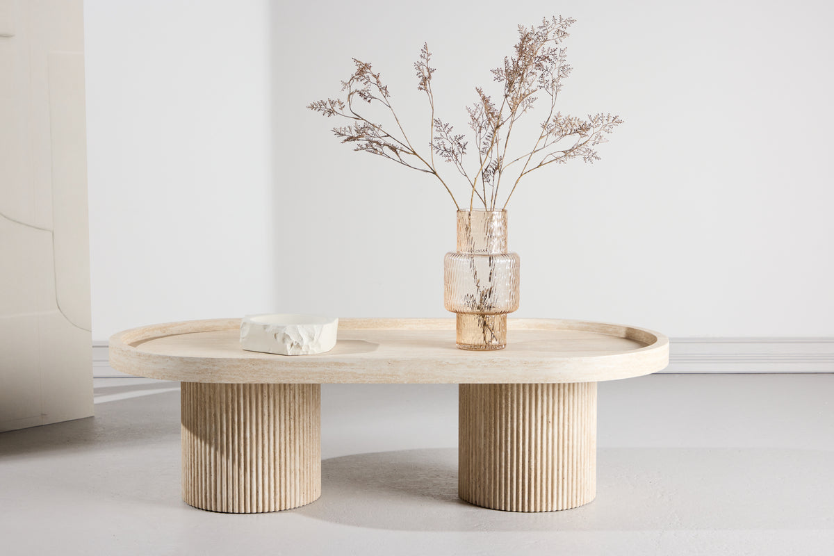 
Oval Design Coffee Table "Krille" 120 x 60 cm