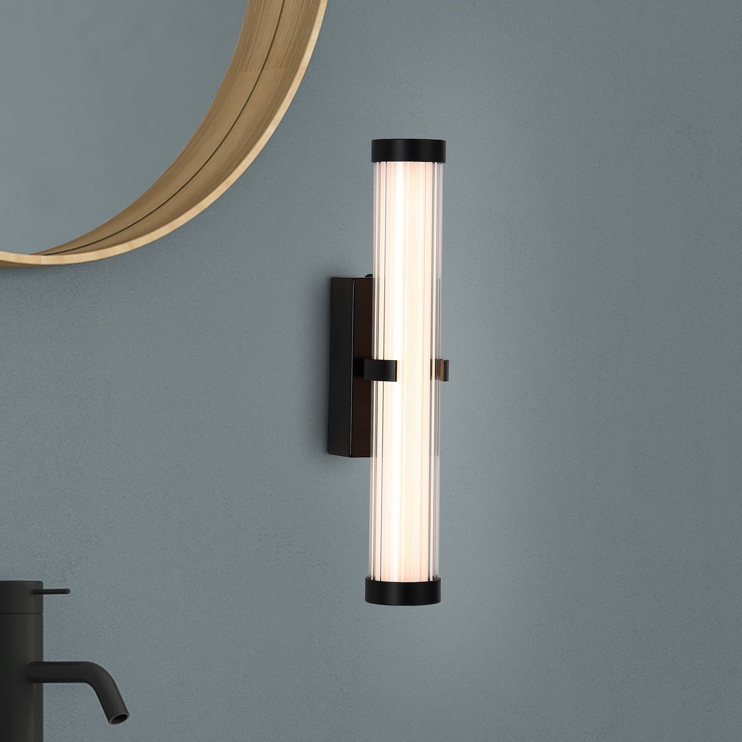 
Applique murale/lampe de salle de bain LED design dimmable « Clamp » noire - 32,5 cm