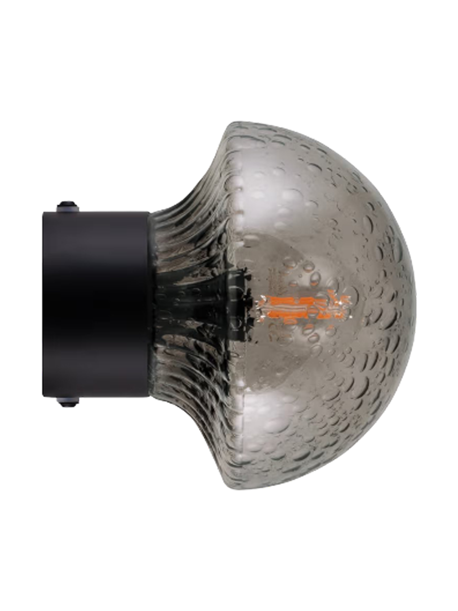 
Lampe design murale/plafonnier « Fungo » en verre soufflé bouche - Fumée/Noir