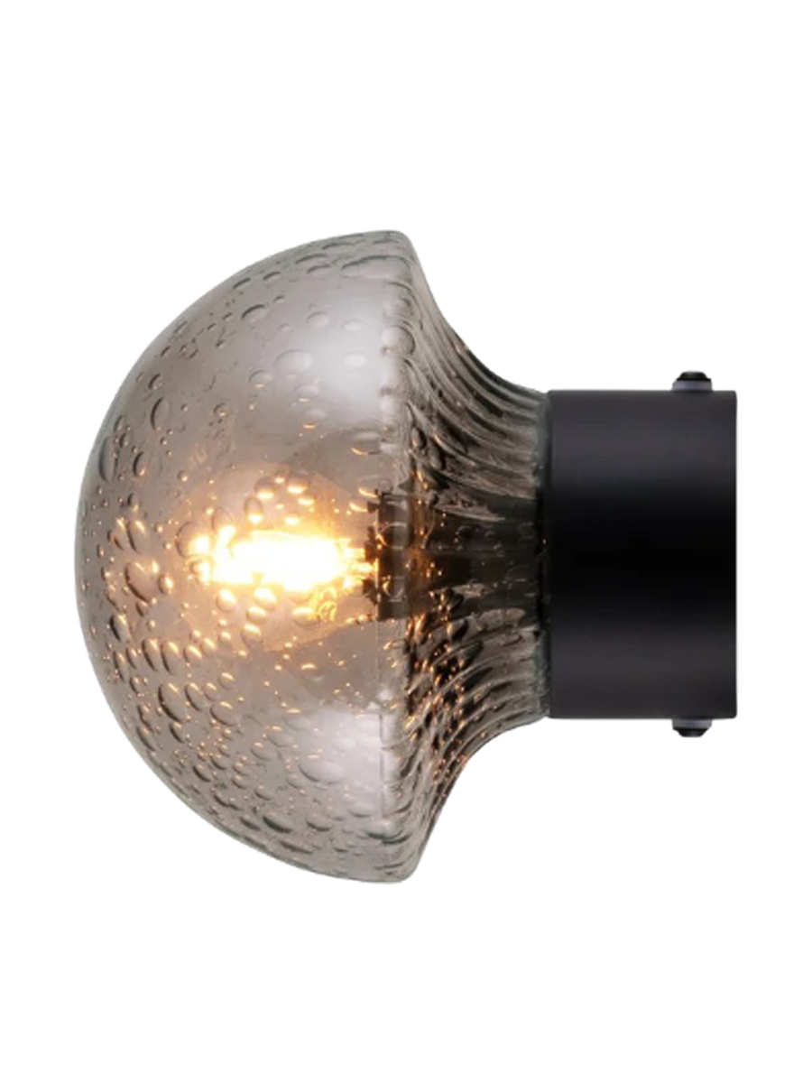 
Lampe design murale/plafonnier « Fungo » en verre soufflé bouche - Fumée/Noir