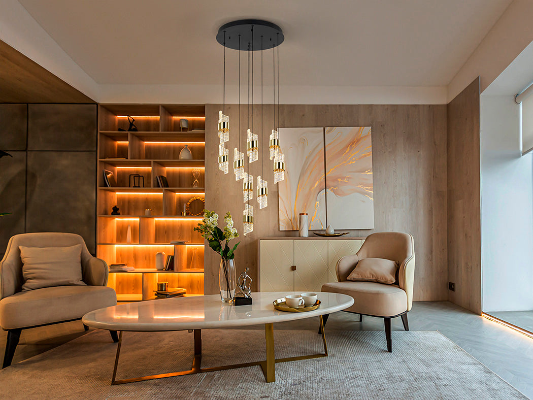 
LED designer pendant light “Iliada”, 9-light