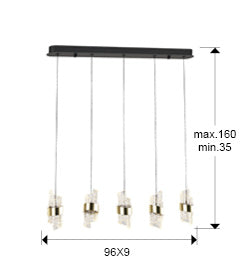 
Lampada a sospensione LED di design „Iliada“, a 5 luci