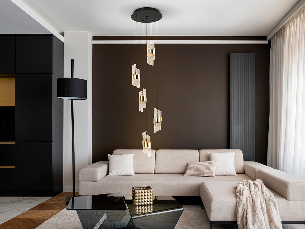 
LED designer pendant light “Iliada II”, 5-light