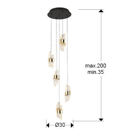 
Lampada a sospensione LED di design „Iliada II“, a 5 luci