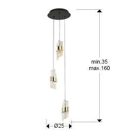 
Lampada a sospensione LED di design „Iliada“, a 3 luci