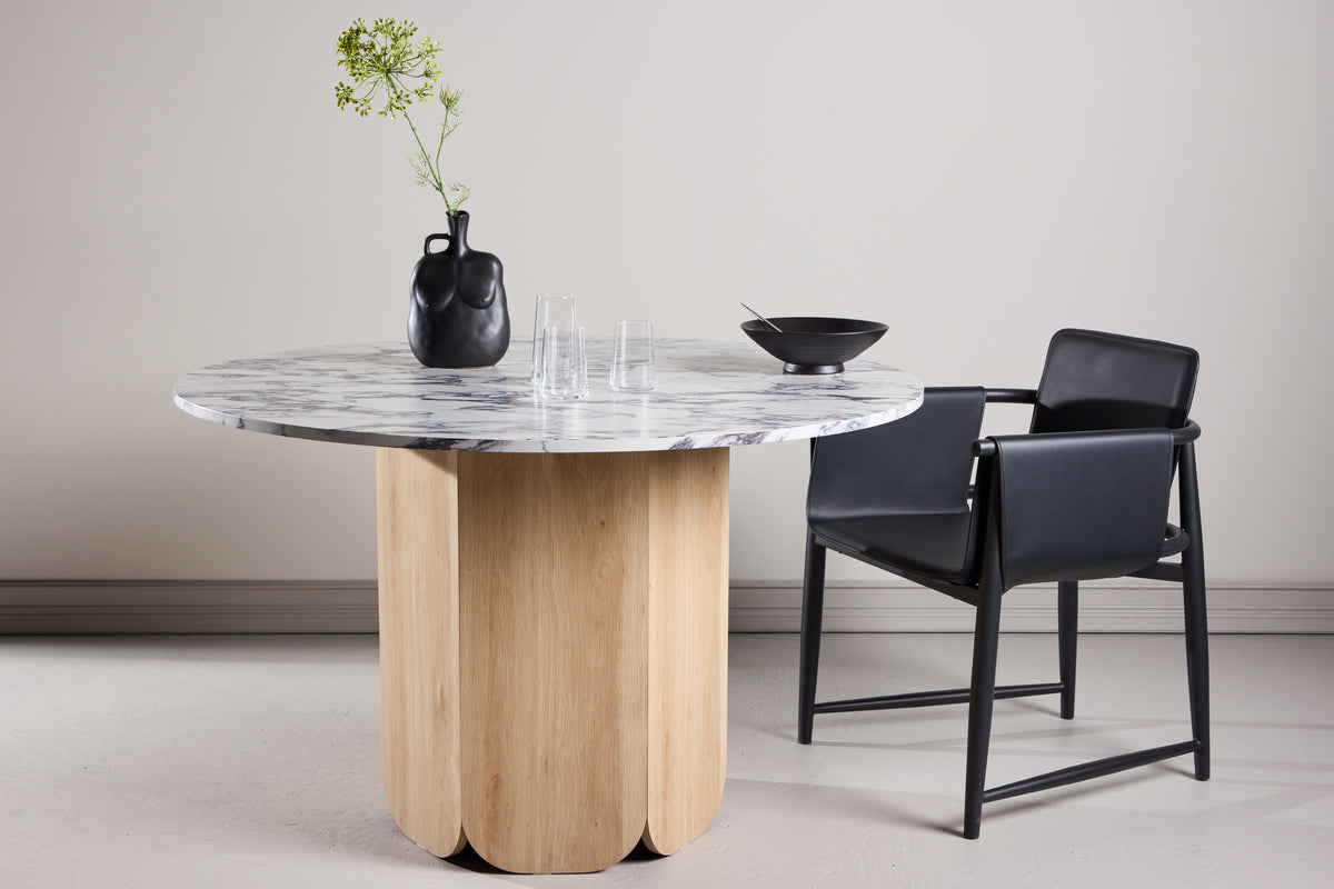 
Tavolo da pranzo rotondo di design «Tekla» Ø 120 cm - Naturale / Calacatta