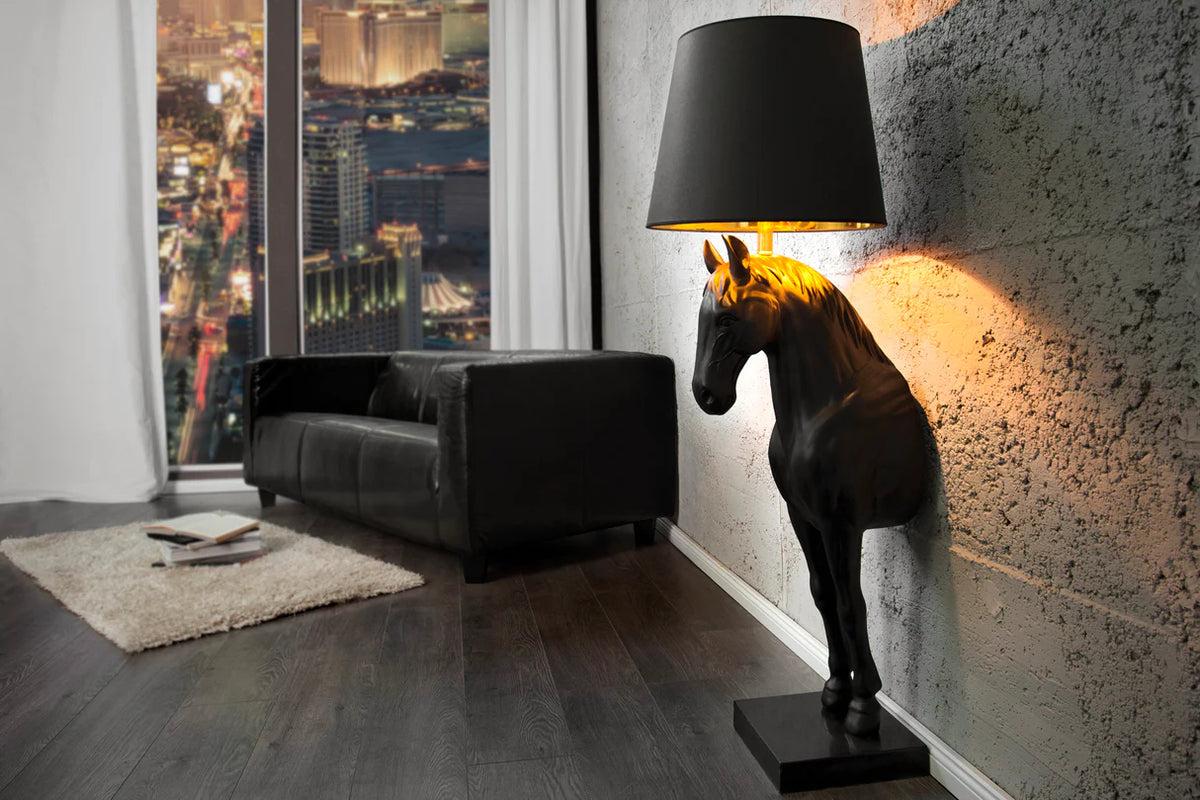 
Esclusiva lampada da terra di design «Black Beauty» con base in marmo