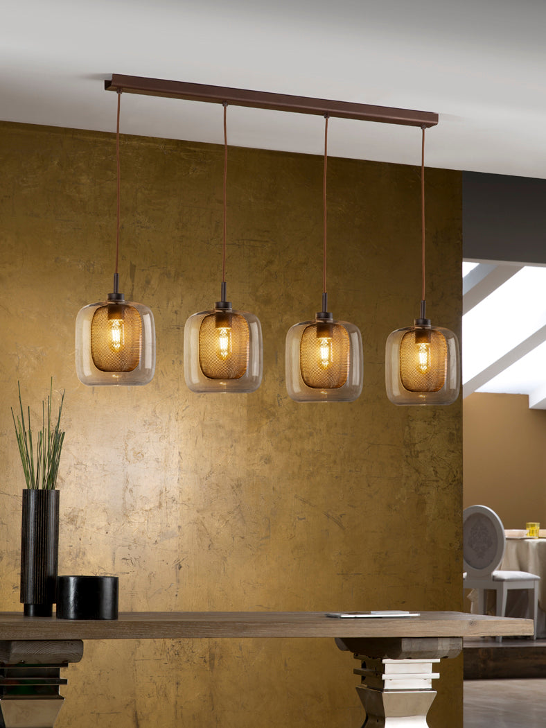 
LED designer pendant lamp “Fox”, 4-light - without remote control