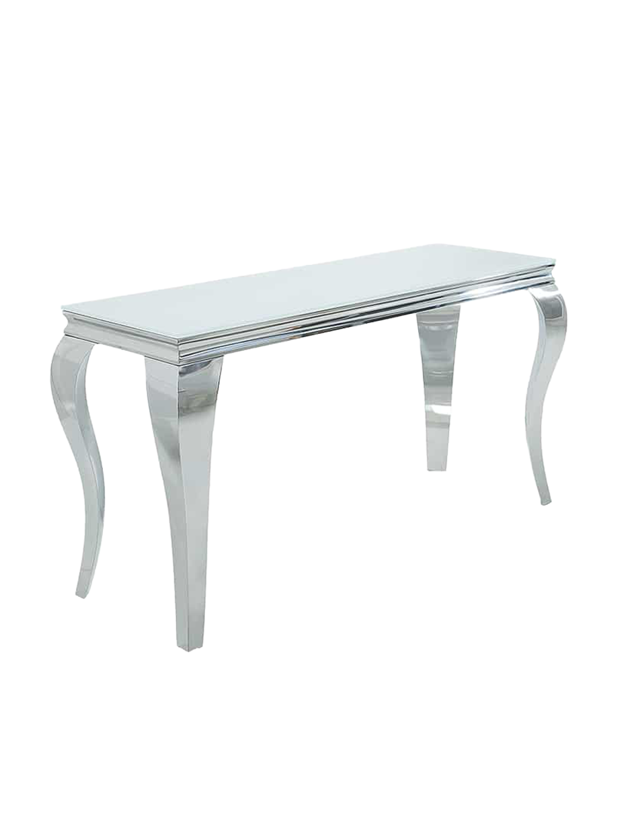 
Large Console Table "Modern Baroque" - Stainless Steel / White