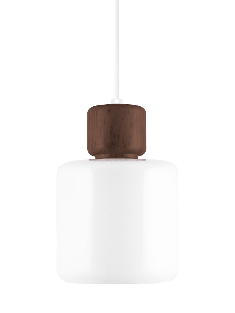 
Design Pendellampe „Dot“ - Weiss/Nussbaum
