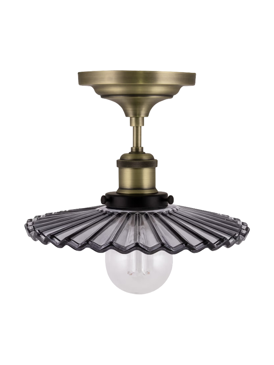 
Nostalgische Deckenlampe „Cobbler“ Ø 25 cm - Rauchglas/ Antik Gold
