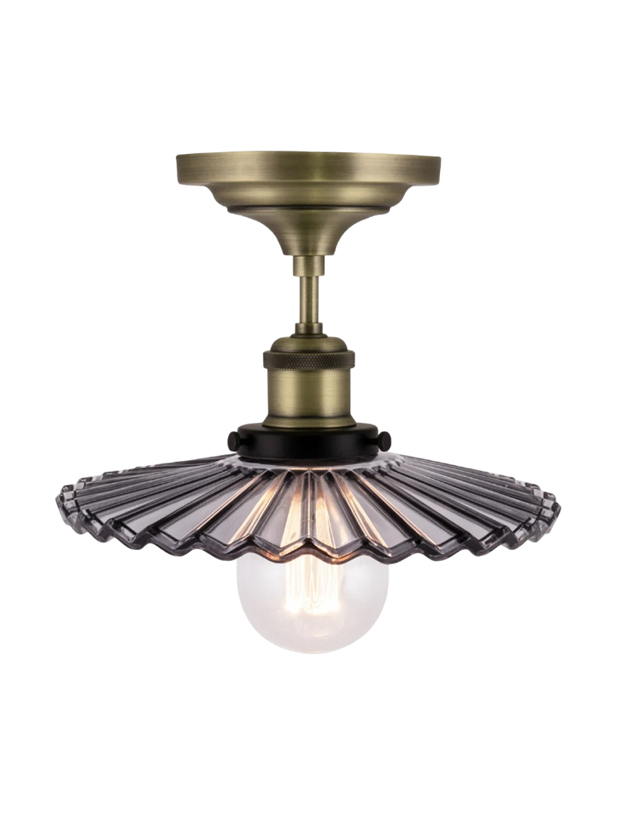 
Nostalgische Deckenlampe „Cobbler“ Ø 25 cm - Rauchglas/ Antik Gold