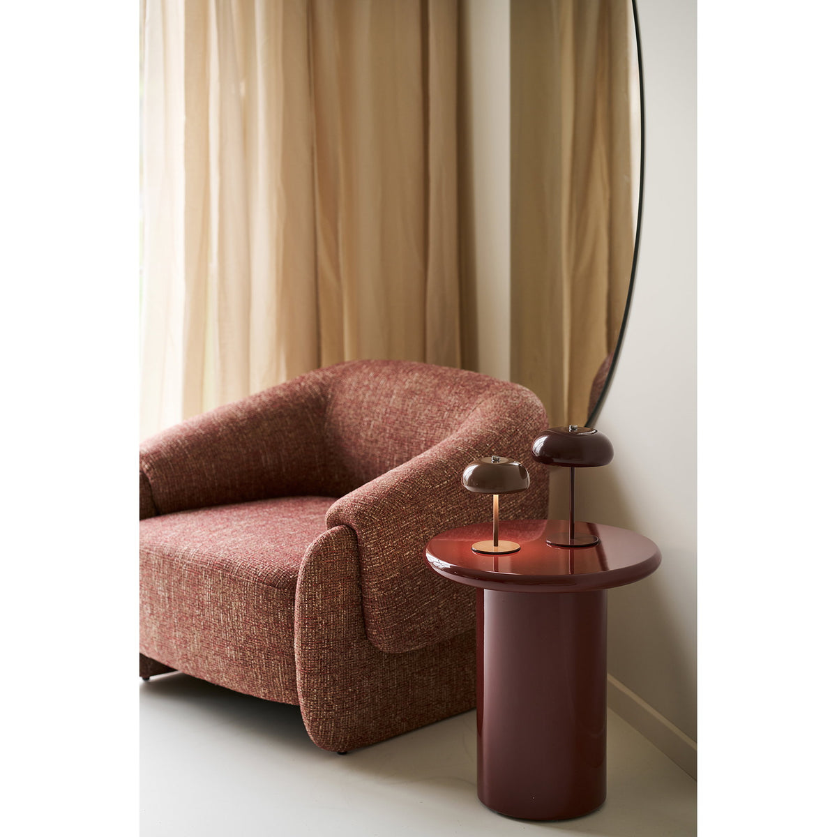
Wiederaufladbare Design Tischlampe „Margarete“ - Bordeaux
