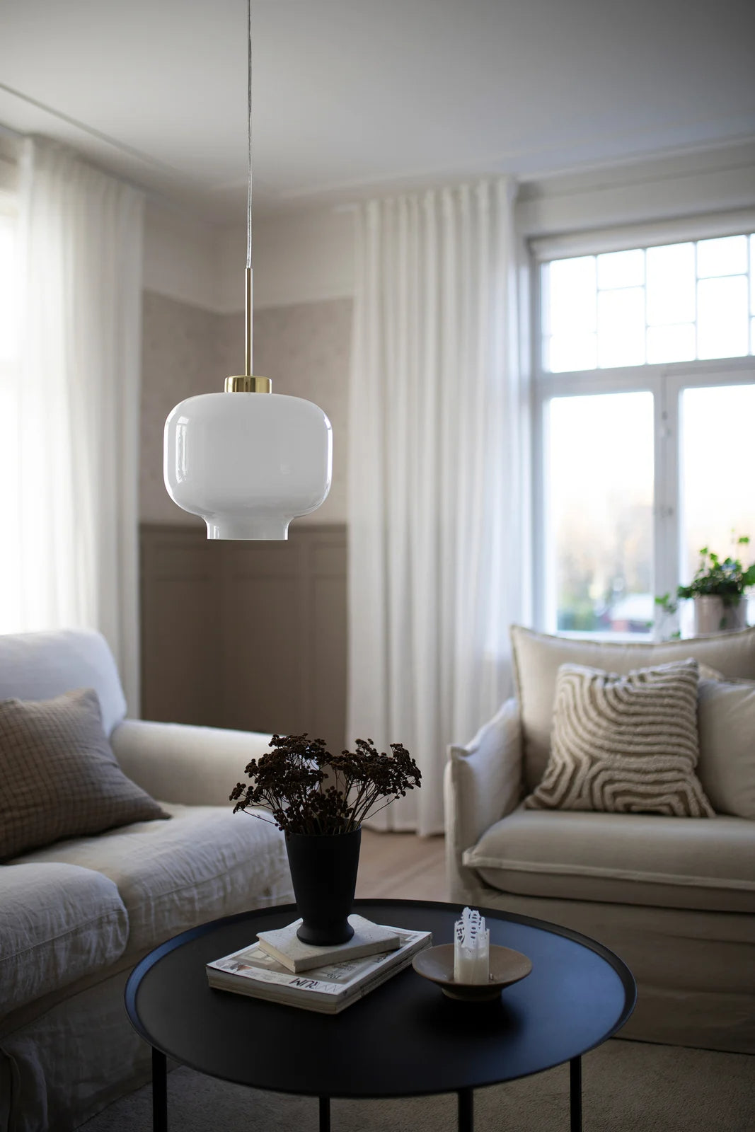 
Design Pendellampe „Ritz“ Ø 25 cm - Weiss/Gold