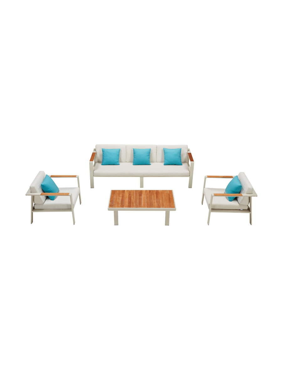 
Premium Garden Lounge Set "Nofi", 5 Seater - Light Taupe, White