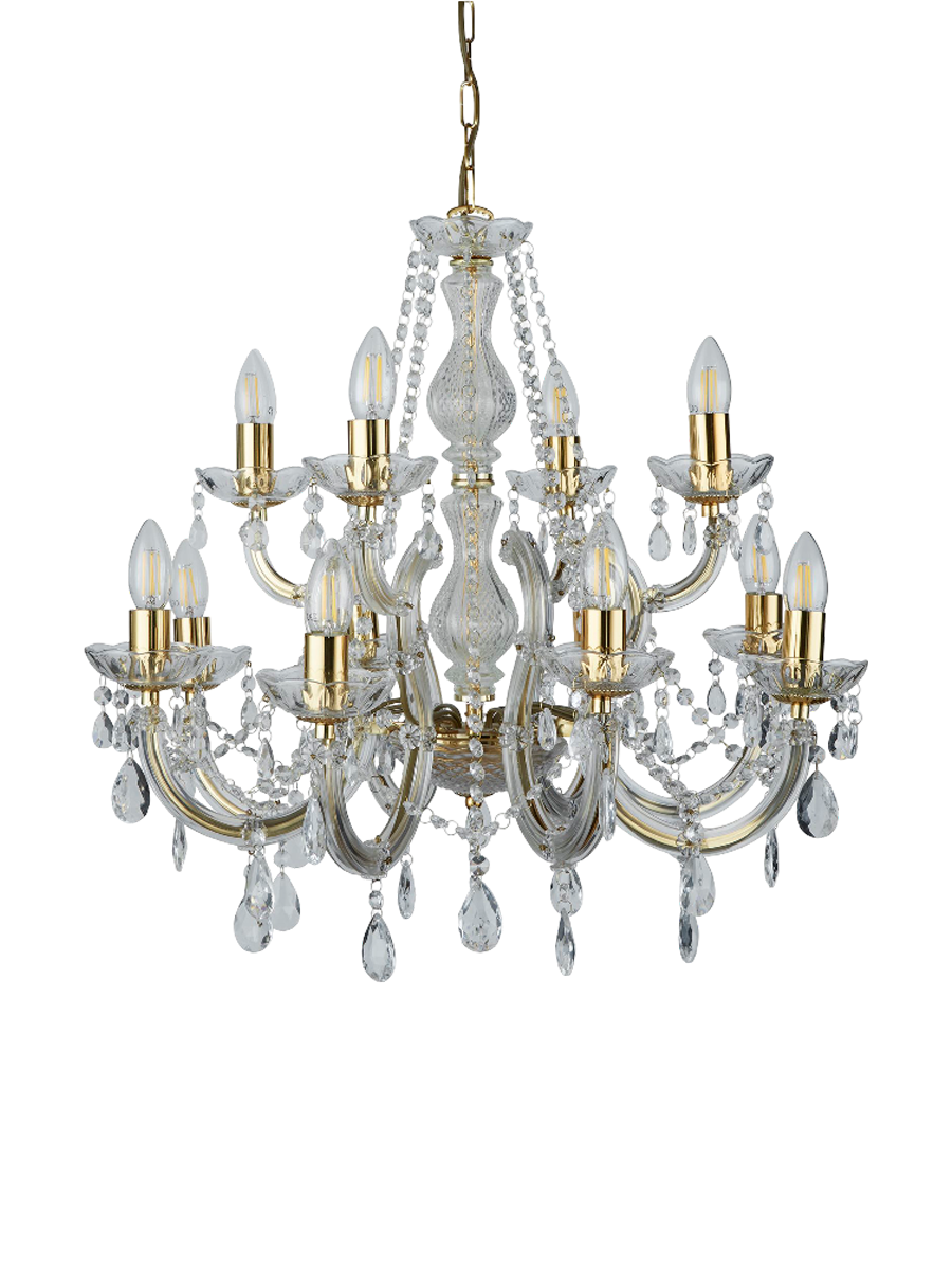 
Klassischer, dimmbarer Kronleuchter „Marie Therese" Ø 63/ H 60-120 cm - Gold