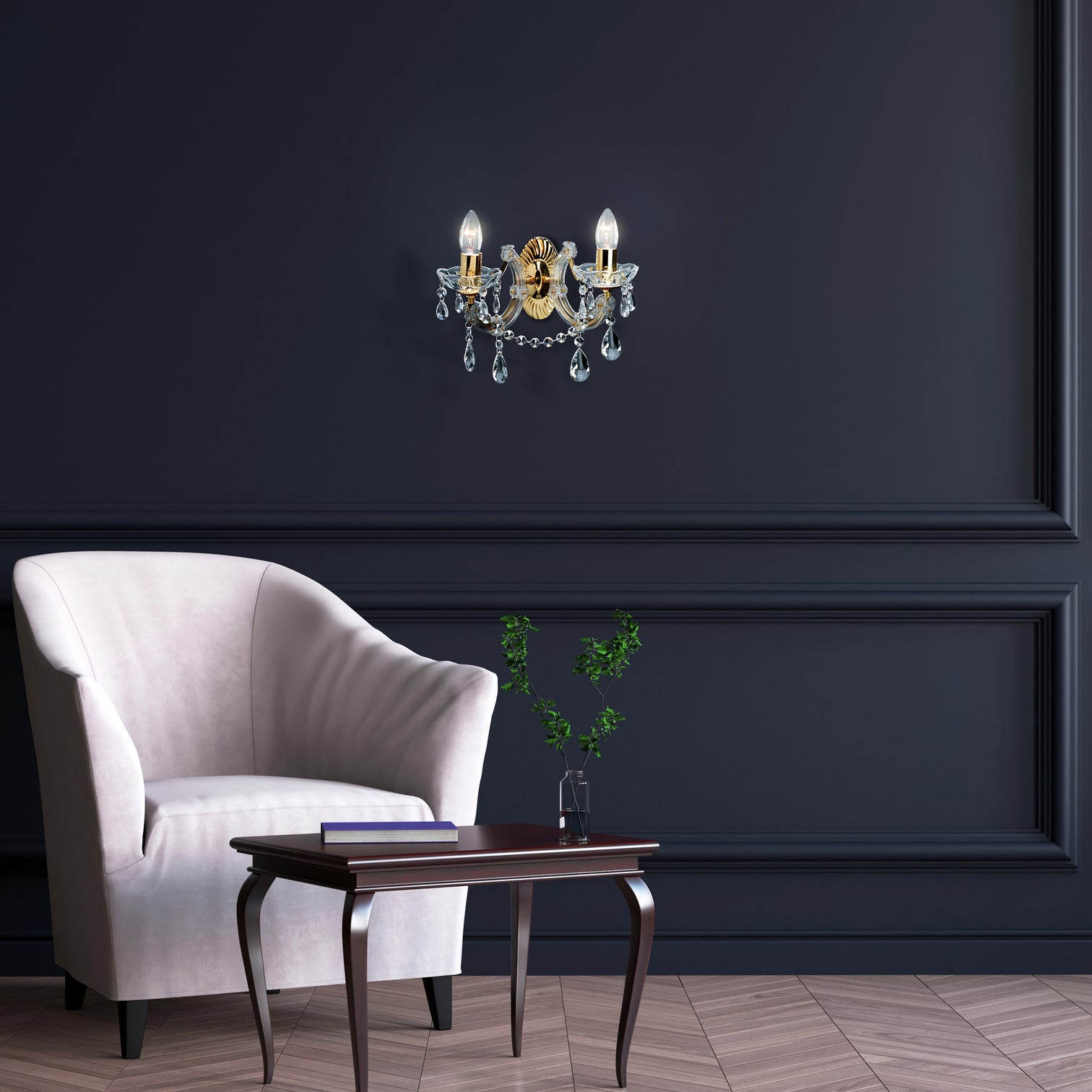
Dimmable wall light "Marie Therese" 2-bulb - Gold