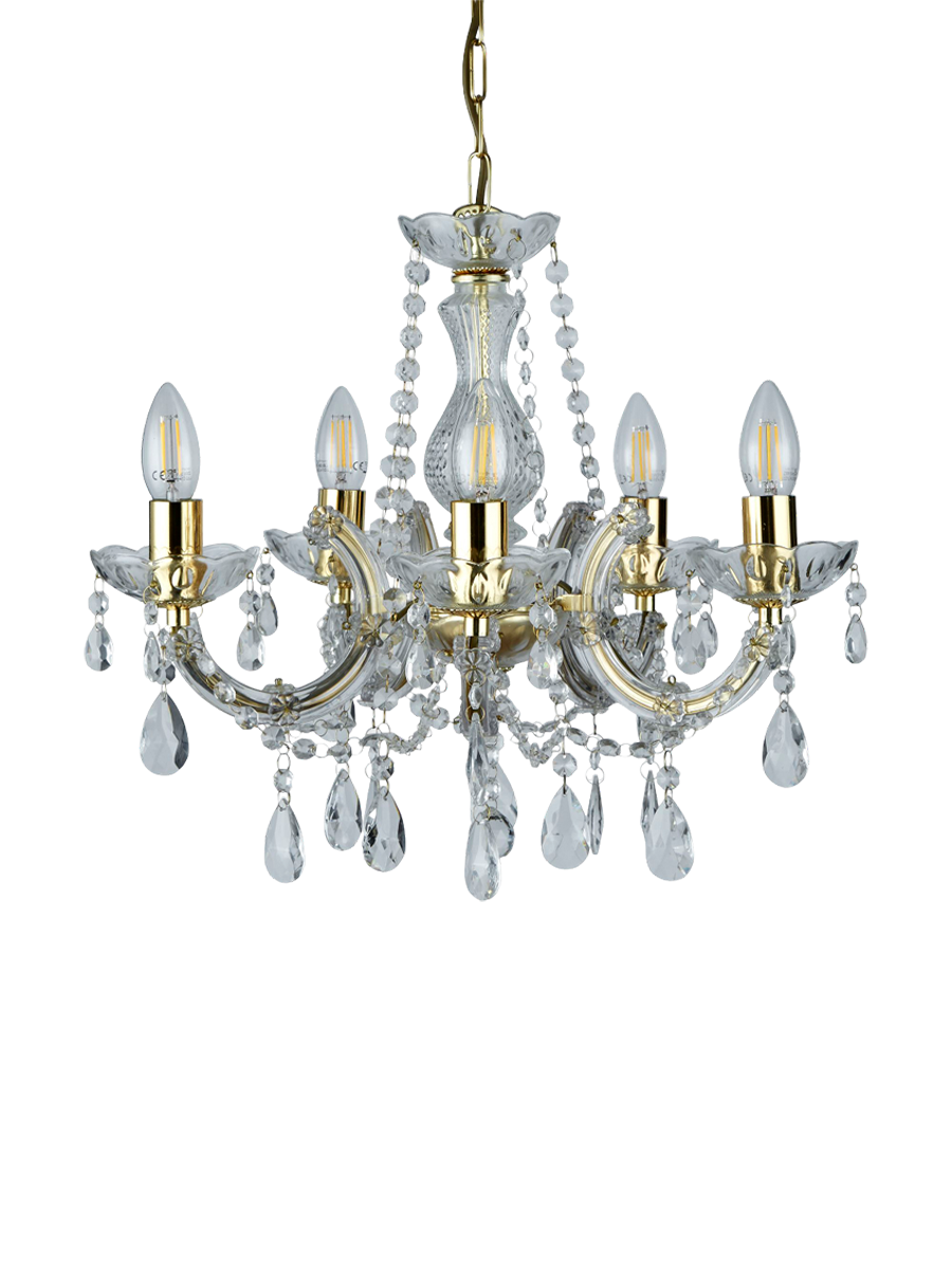 
Classic Dimmable Chandelier "Marie Therese" Ø 48 cm, 5-Light - Gold