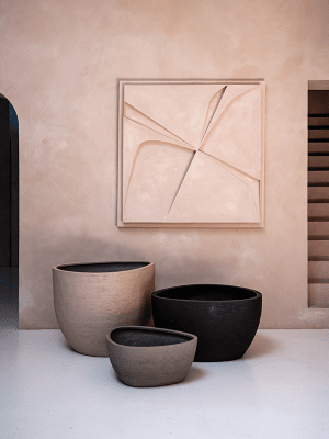 
Pot de fleurs "Ruvido Organic" de haute qualité pour l'intérieur et l'extérieur, différentes tailles - Ø 93 x hauteur 50 cm / Gris
