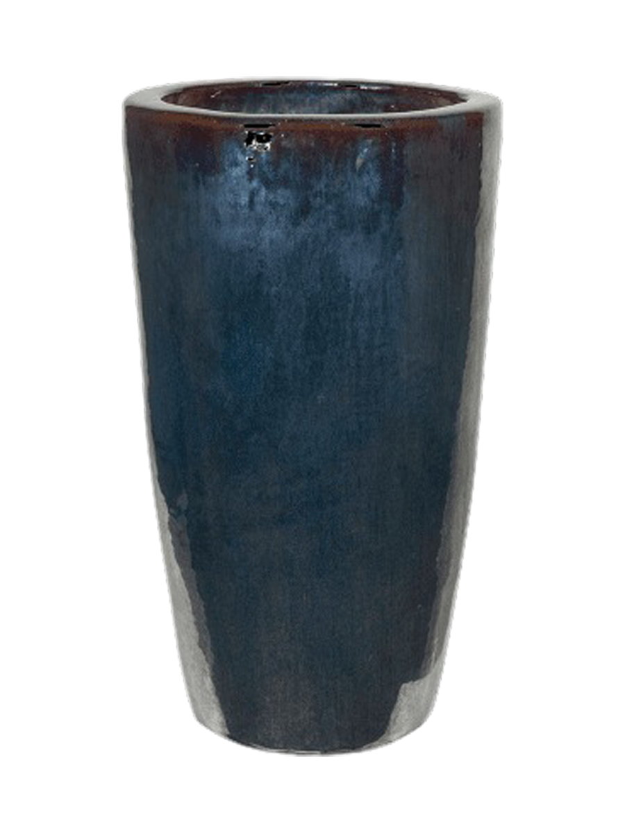 
Hochwertiger In-/Outdoor Blumentopf „Plain Partner“, verschiedene Grössen - Ø 36 x Höhe 70 cm / Metal Glaze Dunkelblau