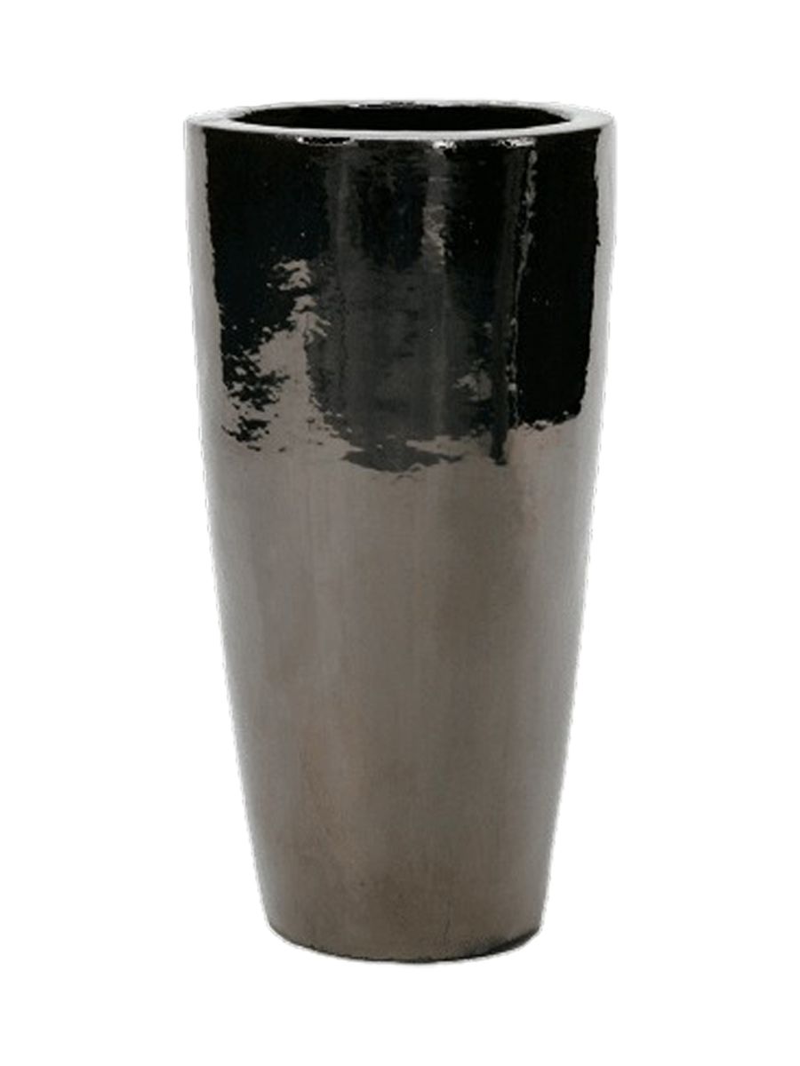 
Hochwertiger In-/Outdoor Blumentopf „Plain Partner“, verschiedene Grössen - Ø 46 x Höhe 90 cm / Metal Glaze Schwarz