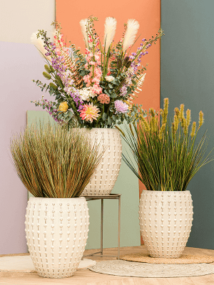
High-quality Indoor/Outdoor Planter "Laos Emperor", various sizes - Cream / Ø 44 x H 55 cm