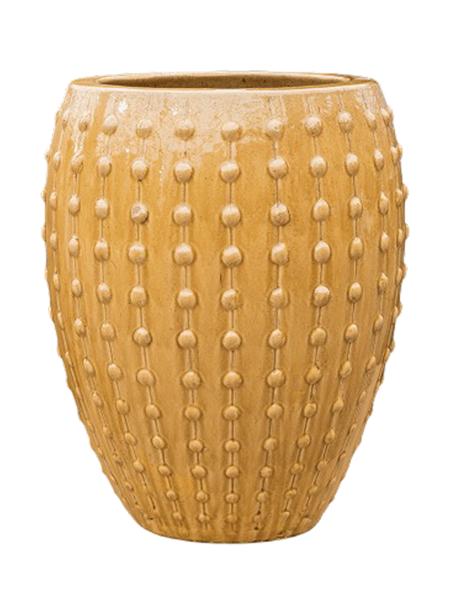 
High-quality Indoor/Outdoor Planter "Laos Emperor", various sizes - Mustard yellow / Ø 64 x Height 80 cm