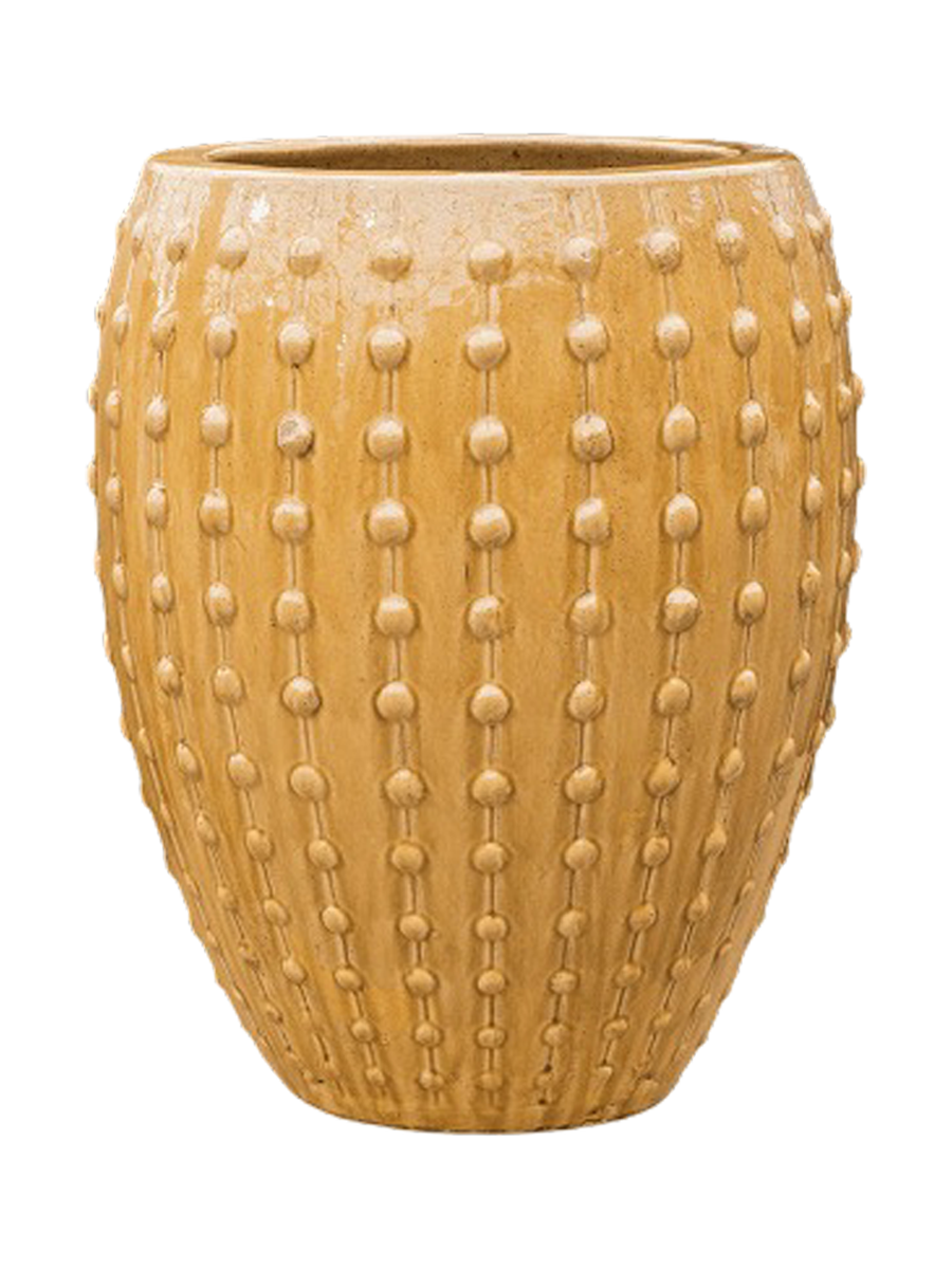 
High-quality Indoor/Outdoor Planter "Laos Emperor", various sizes - Mustard yellow / Ø 44 x H 55 cm