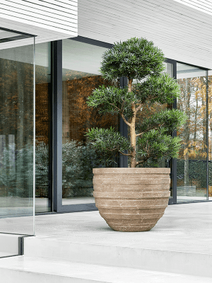 
Grosser XL In-/Outdoor Blumentopf „Polystone Coated Plain Junar“, ver. Grössen - Rock / Ø 90 x 72 cm