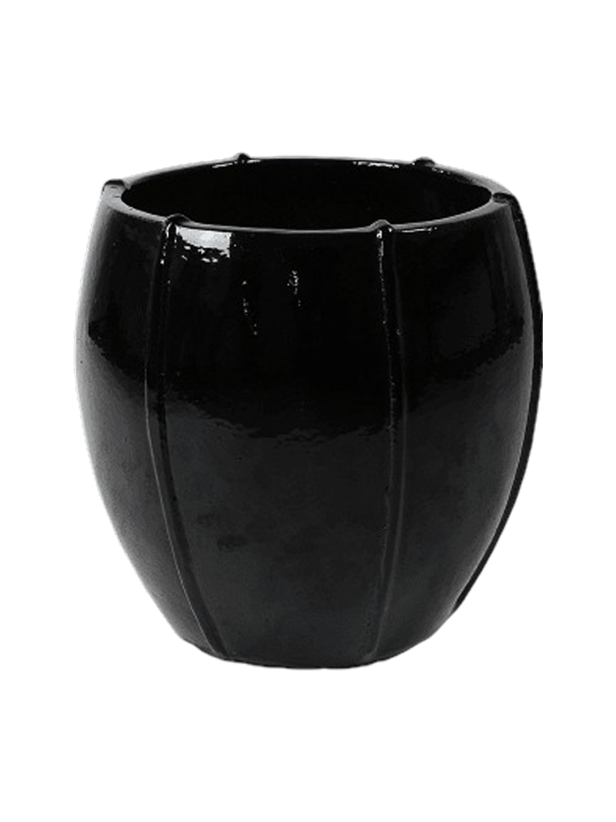 
High-quality indoor/outdoor planter "Moda Emperor", various sizes - Schwarz Glänzend / Ø 43 x H 43 cm