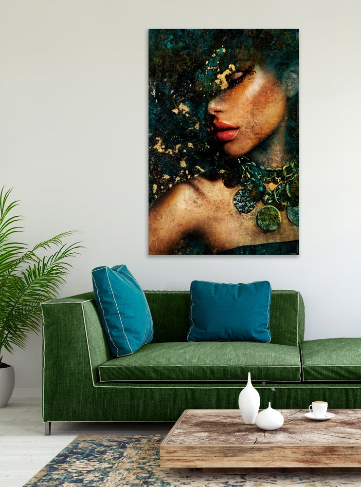 
Tableau en verre « Beauté en Jade » 80 x 120 cm