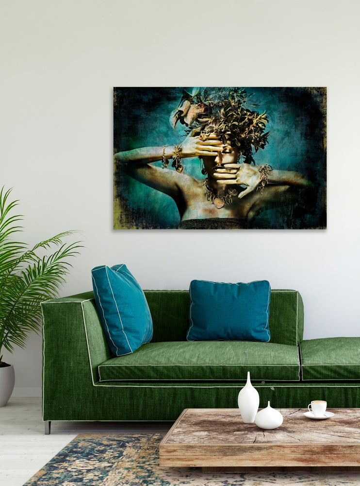 
Tableau sur verre « Beauté dorée avec ornements de feuilles » 80 x 120 cm