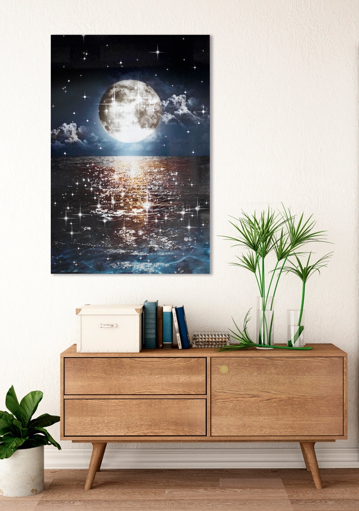 
Glasbild „Glitzer-Mond“ 80 x 120 cm