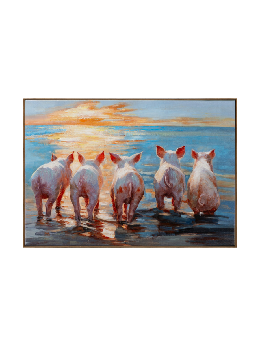 
Handbemaltes, gerahmtes Bild „Pig's Paradise“ 70 x 100 cm
