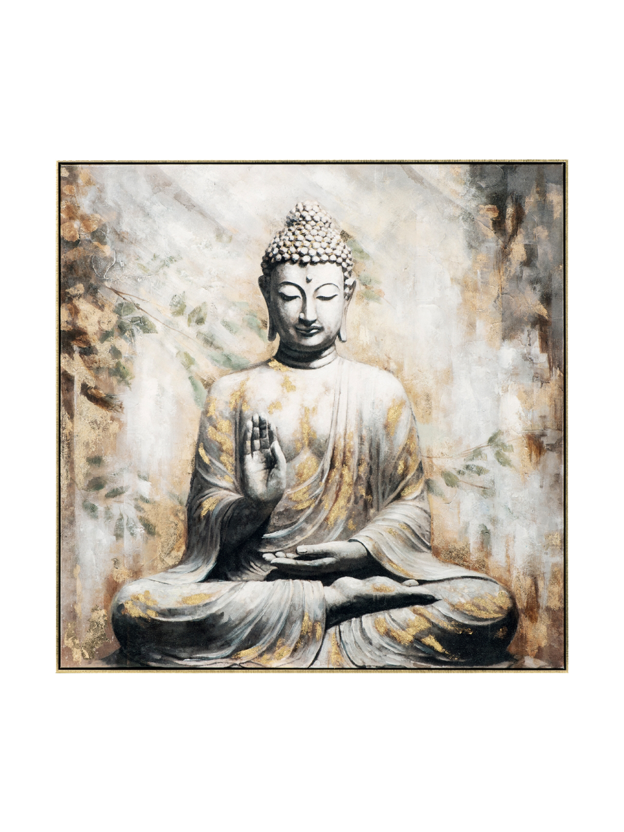
Quadro dipinto a mano e incorniciato «Buddha Zen» 100 x 100 cm