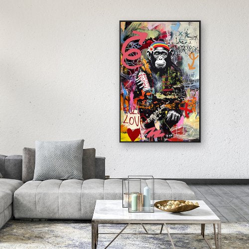 
Quadro dipinto a mano, con cornice, “Amore e pace!” 80 x 120 cm