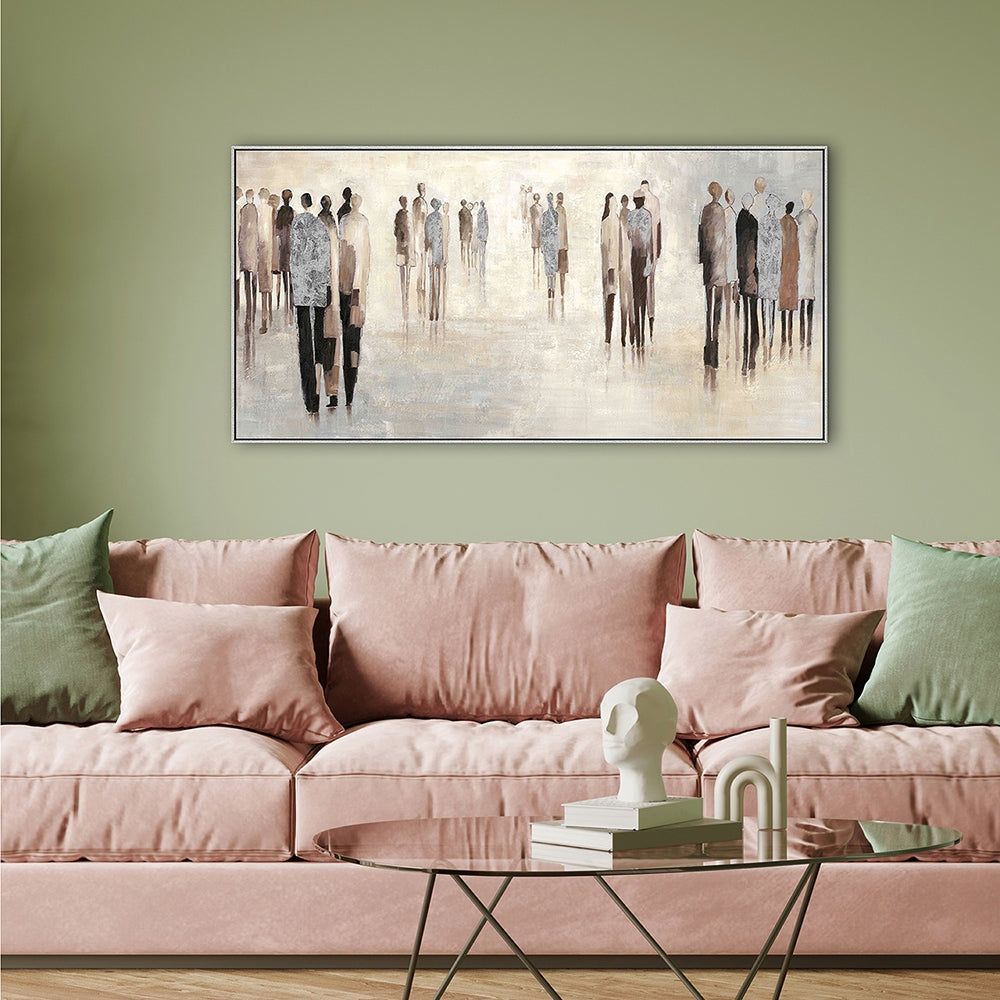 
Handgemaltes, gerahmtes Bild „People“ 60 x 120 cm