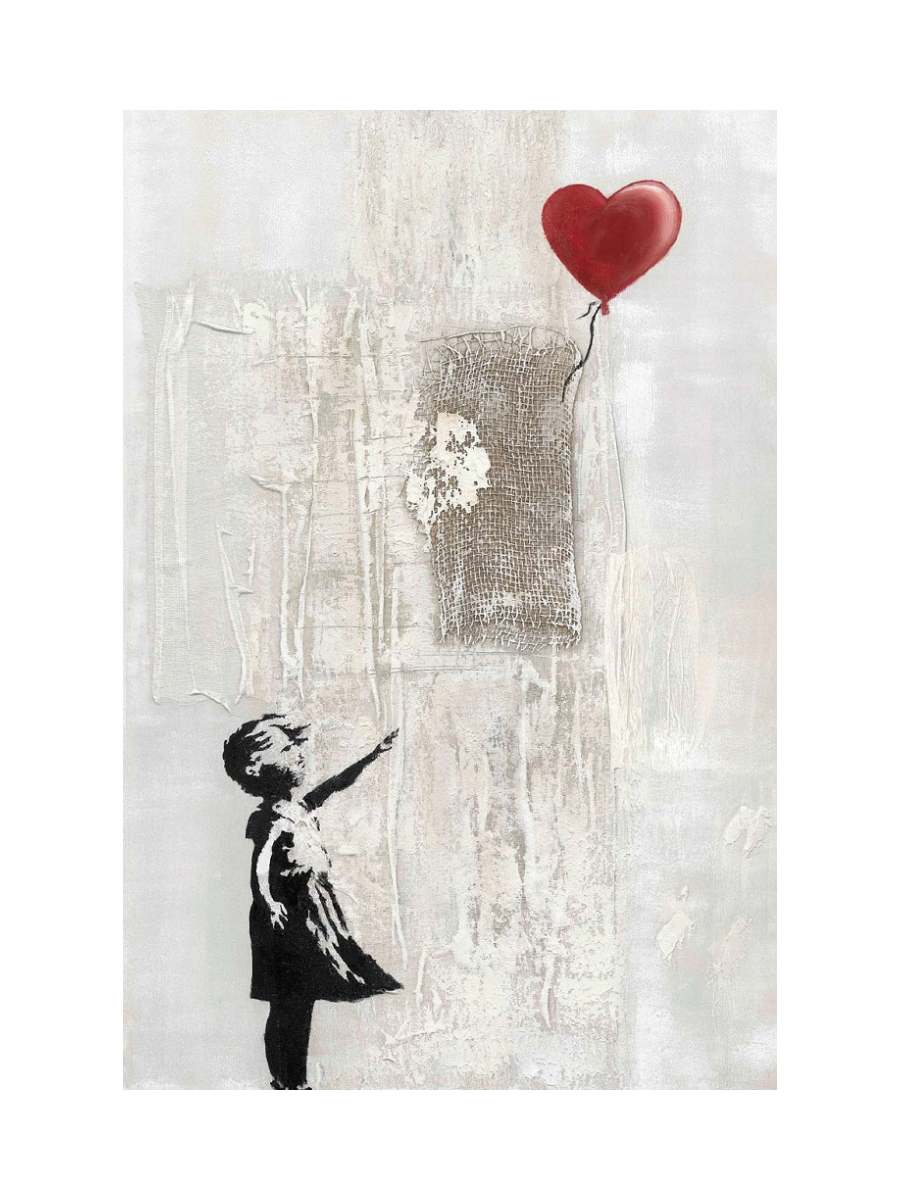 
Tableau peint à la main « Love Balloon Girl » 80 x 120 cm
