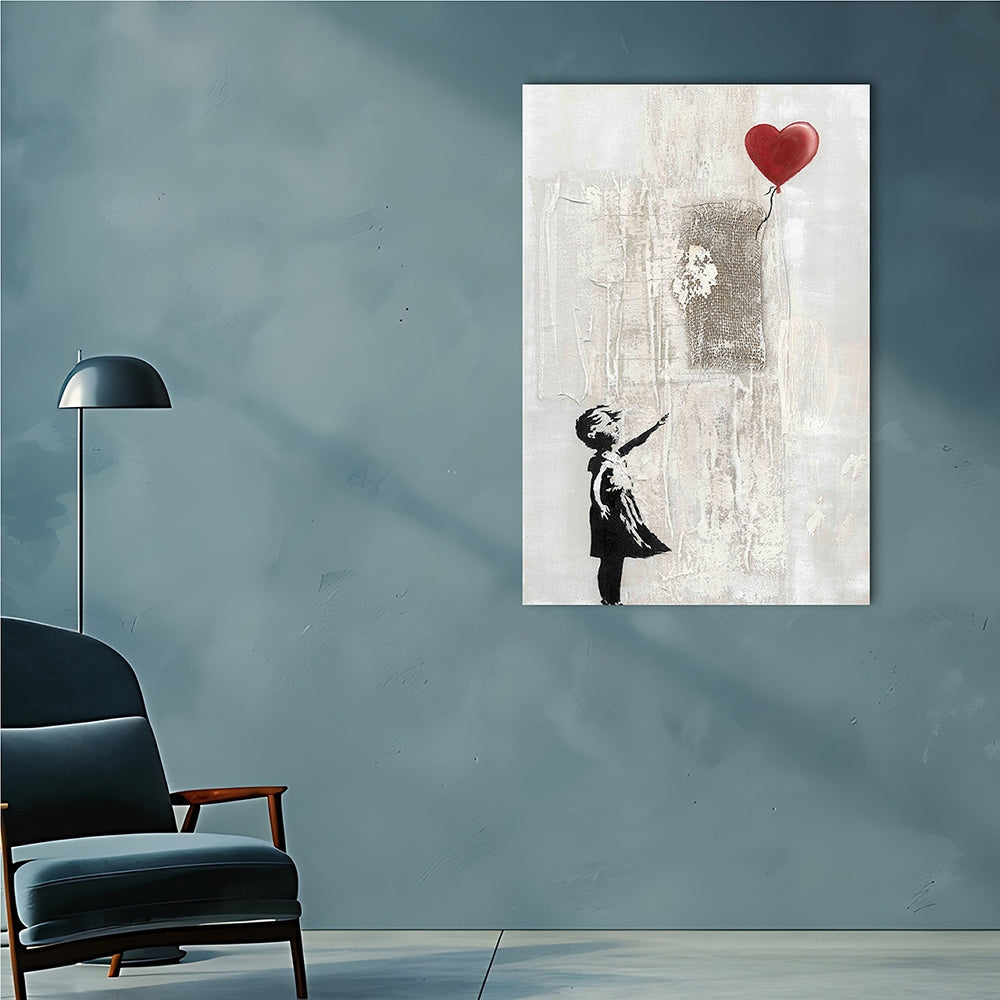 
Tableau peint à la main « Love Balloon Girl » 80 x 120 cm