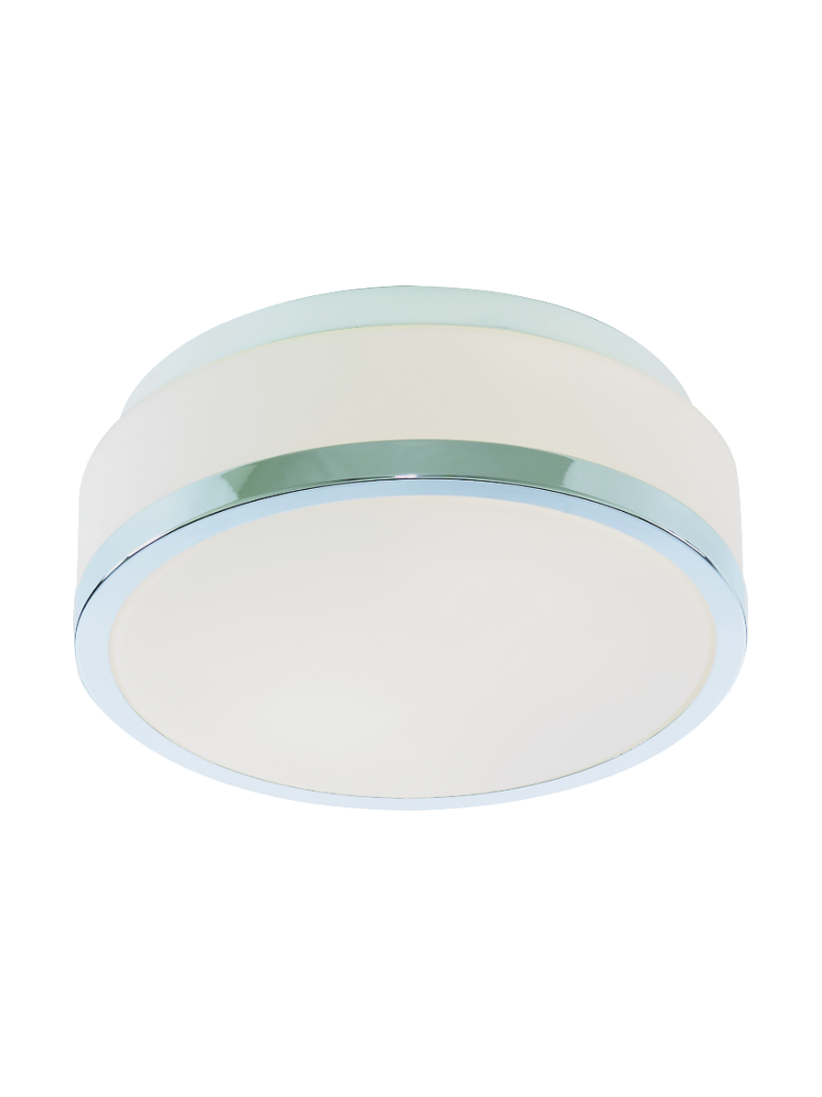 
Plafonnier de salle de bain dimmable "Cheese" 2 flammes - Chrome & Blanc