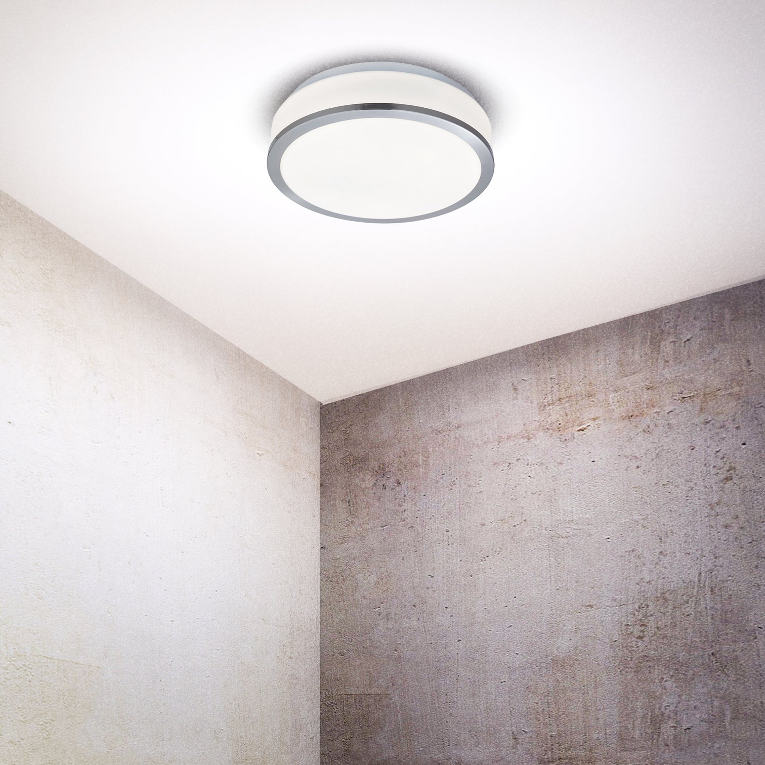 
Plafonnier de salle de bain dimmable « Cheese II » à 2 flammes - Satin Argent & Blanc
