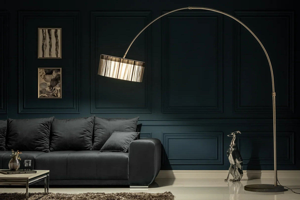 
Lampada ad arco di design «Extenso» con base in marmo - Argento/Nero