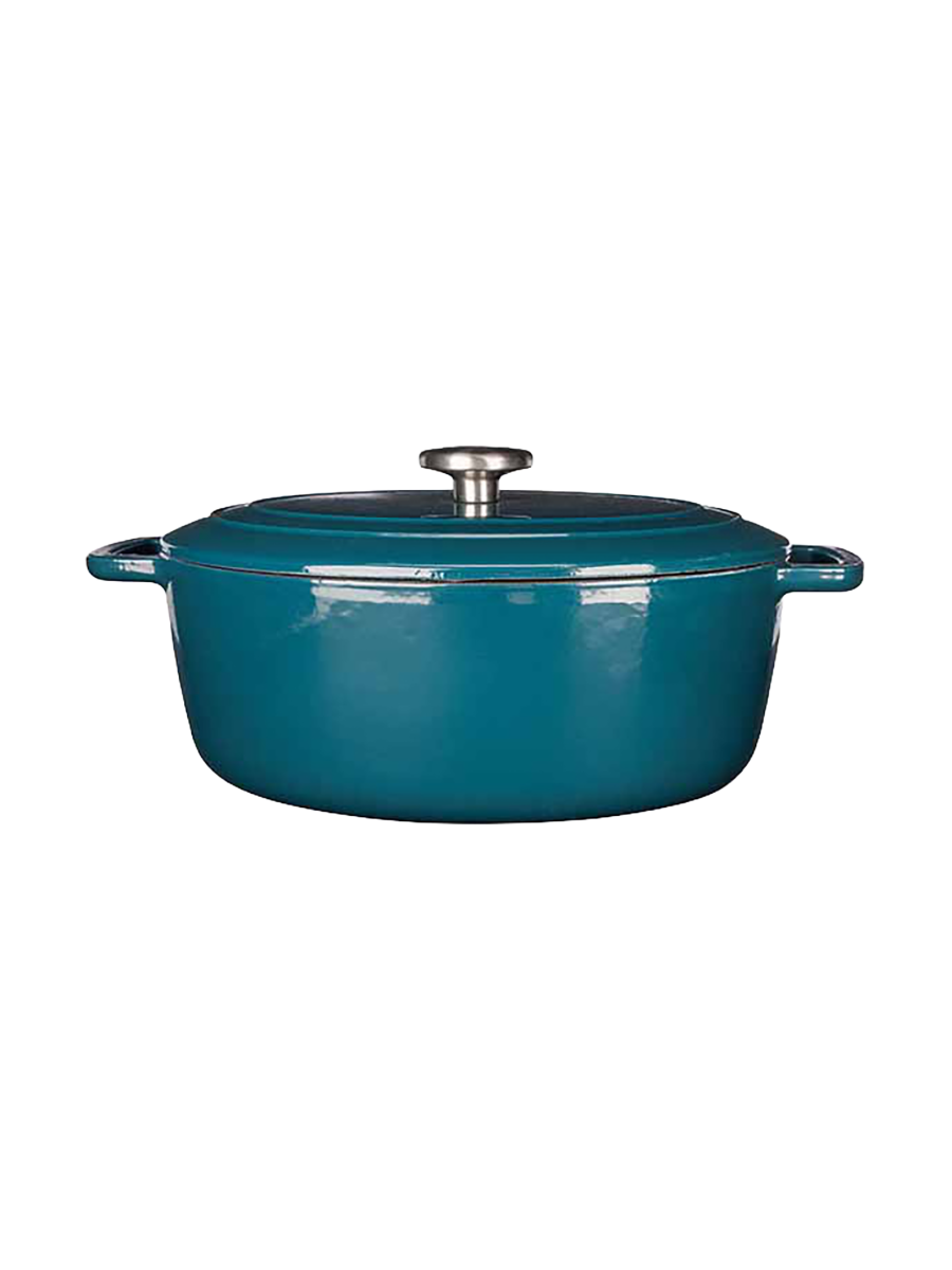 
Large, Oval Cast Iron Pot & Roaster "Fontastic" with Lid - Gasoline
