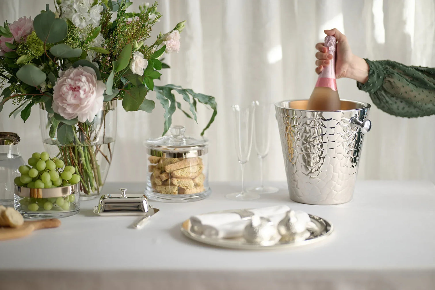 
Premium "Capri" stainless steel sparkling wine cooler, highly polished and double-walled - Ø 23 cm / Silver