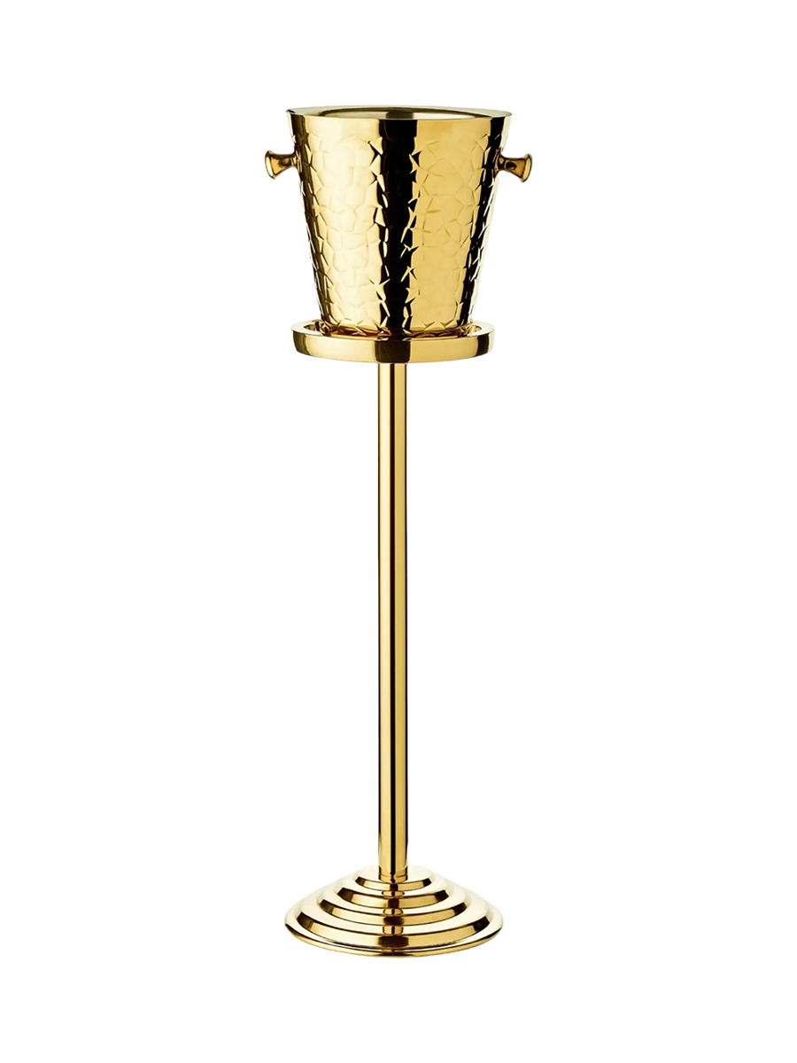 
Premium sparkling wine cooler "Capri" including stand made of stainless steel, highly polished and double-walled - Gold