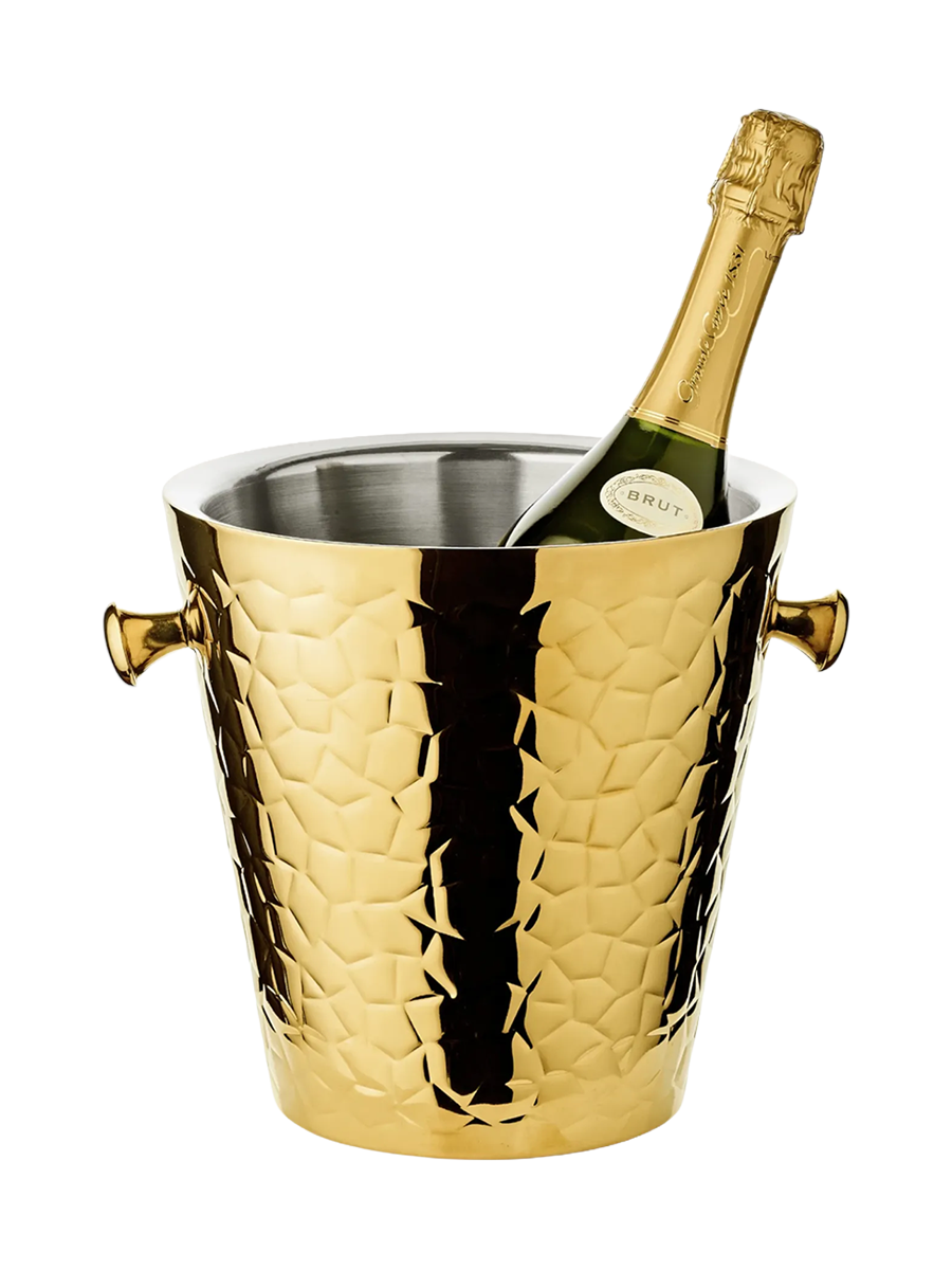 
Premium sparkling wine cooler "Capri" including stand made of stainless steel, highly polished and double-walled - Gold