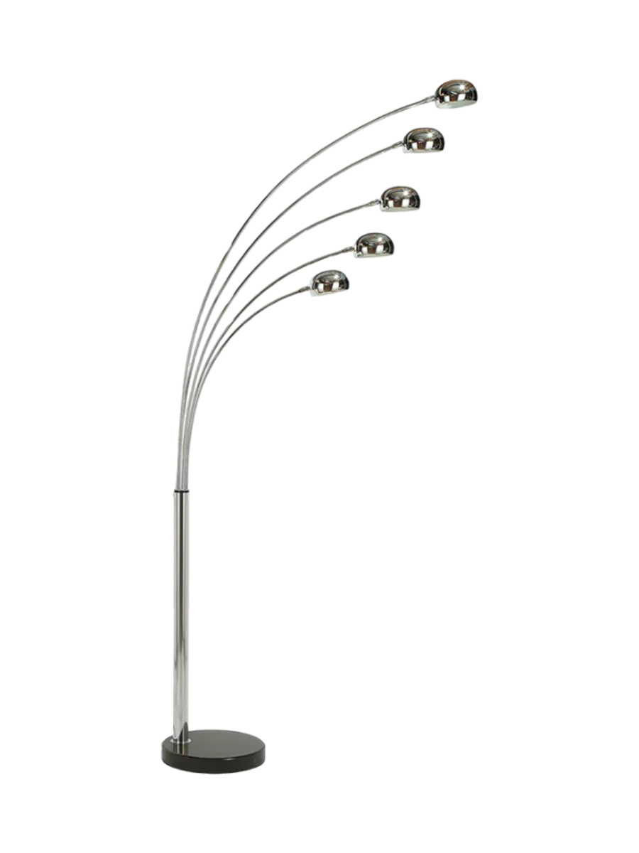 
Lampada da terra flessibile «Five Lights» con base in marmo - Argento