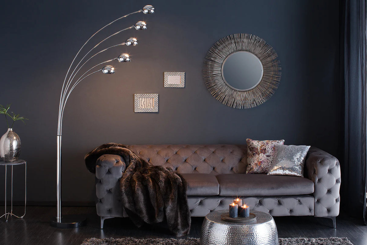 
Lampada da terra flessibile «Five Lights» con base in marmo - Argento